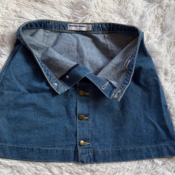 American Apparel Button-Up Front  100% cotton Denim Mini Skirt - Picture 7 of 9